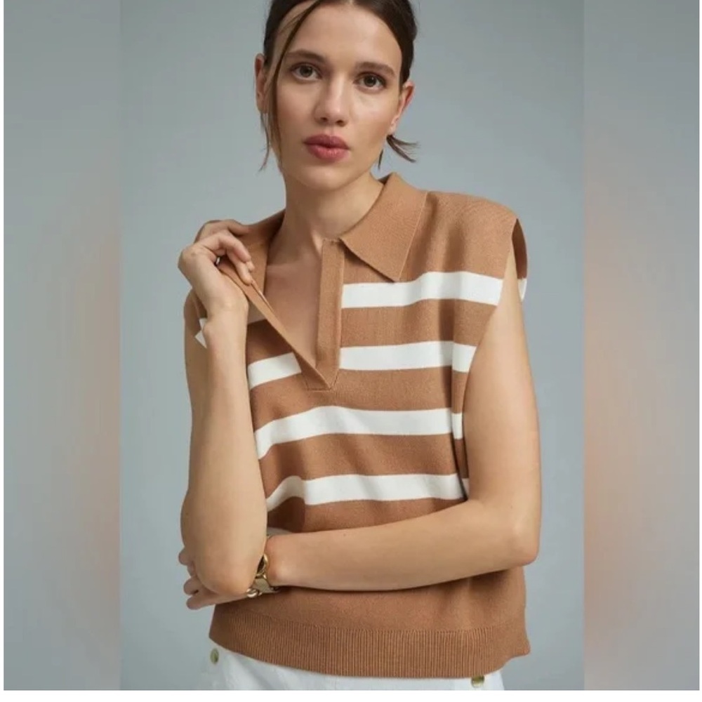 Anthropologie Maeve Tan Knit Top